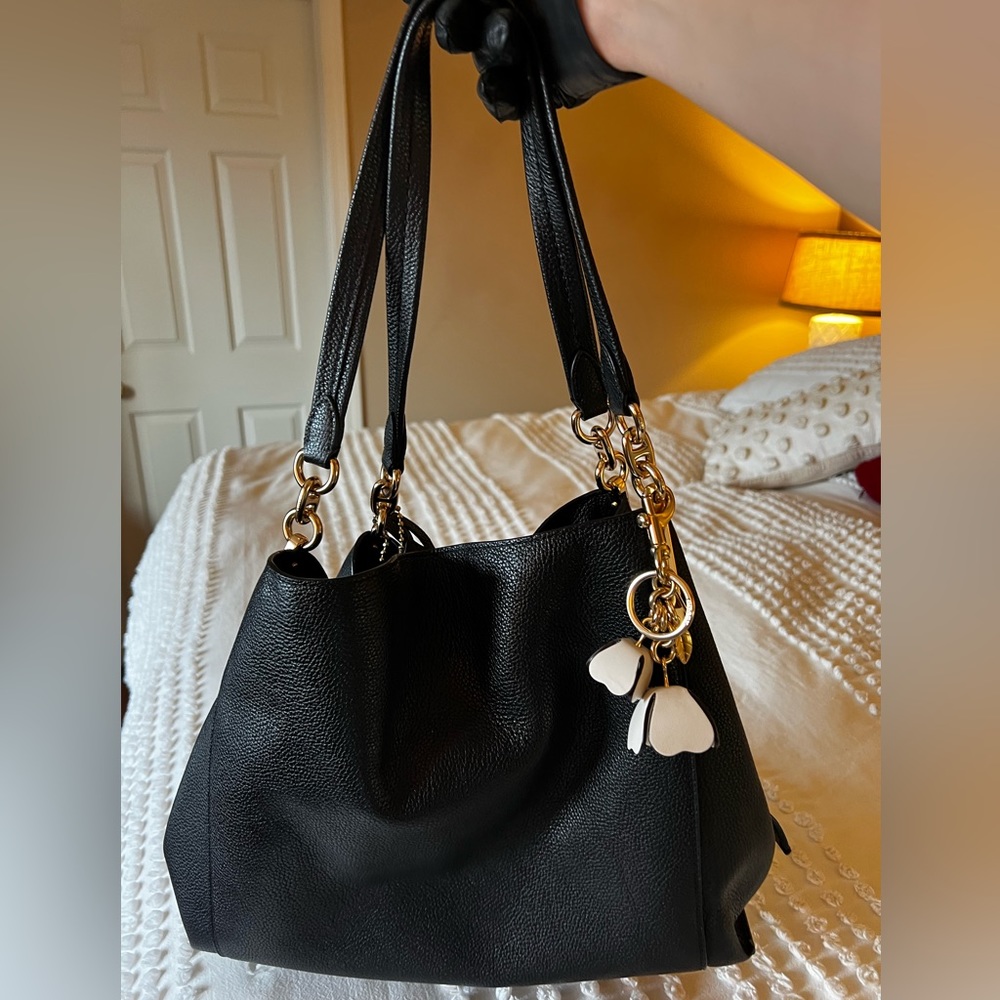 Coach handbag with flower fob